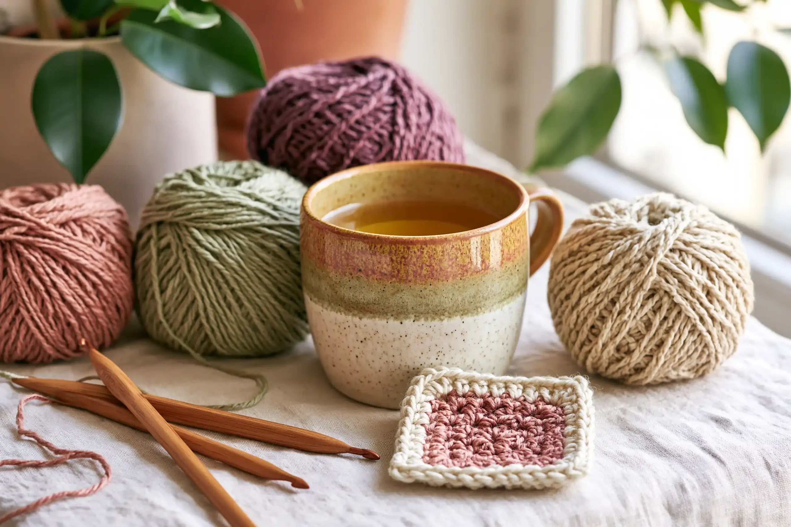Espace de travail créatif avec pelotes et crochets