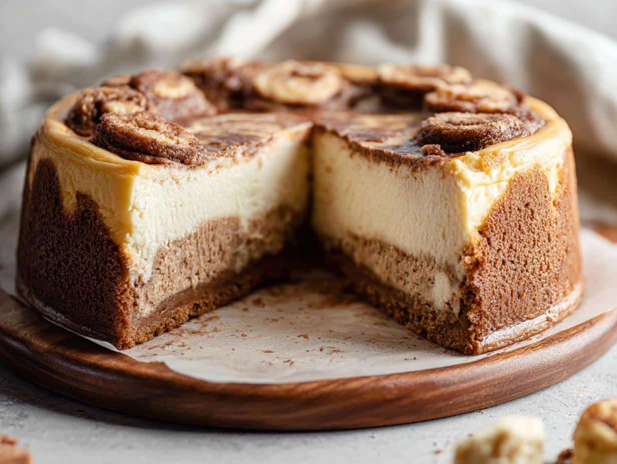 Cinnamon Roll Cheesecake: Amazing 1-Hour Bake - Cinnamon Roll Cheesecake - additional detail