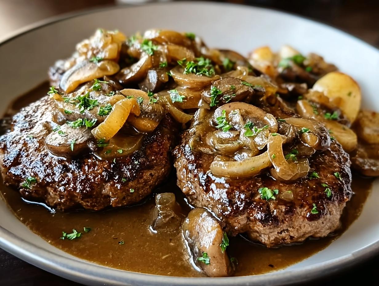 Amazing Hamburger Steaks Onion Mushroom Comfort - Hamburger Steaks Onion Mushroom - main visual representation