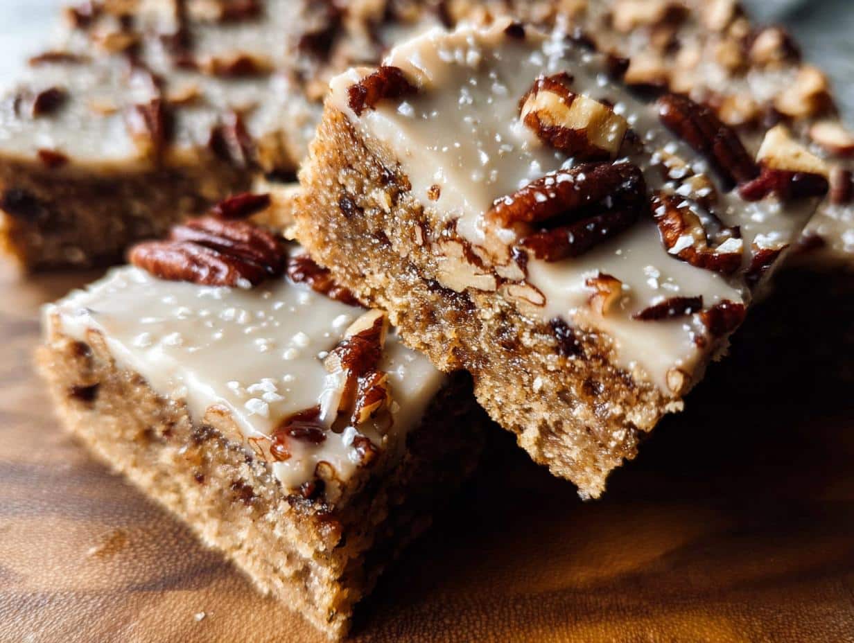 Amazing Iced Butter Pecan Cookie: 1 Easy Treat 3 Amazing Iced Butter Pecan Cookie: 1 Easy Treat - Baked iced butter pecan cookie bars ready to be cut