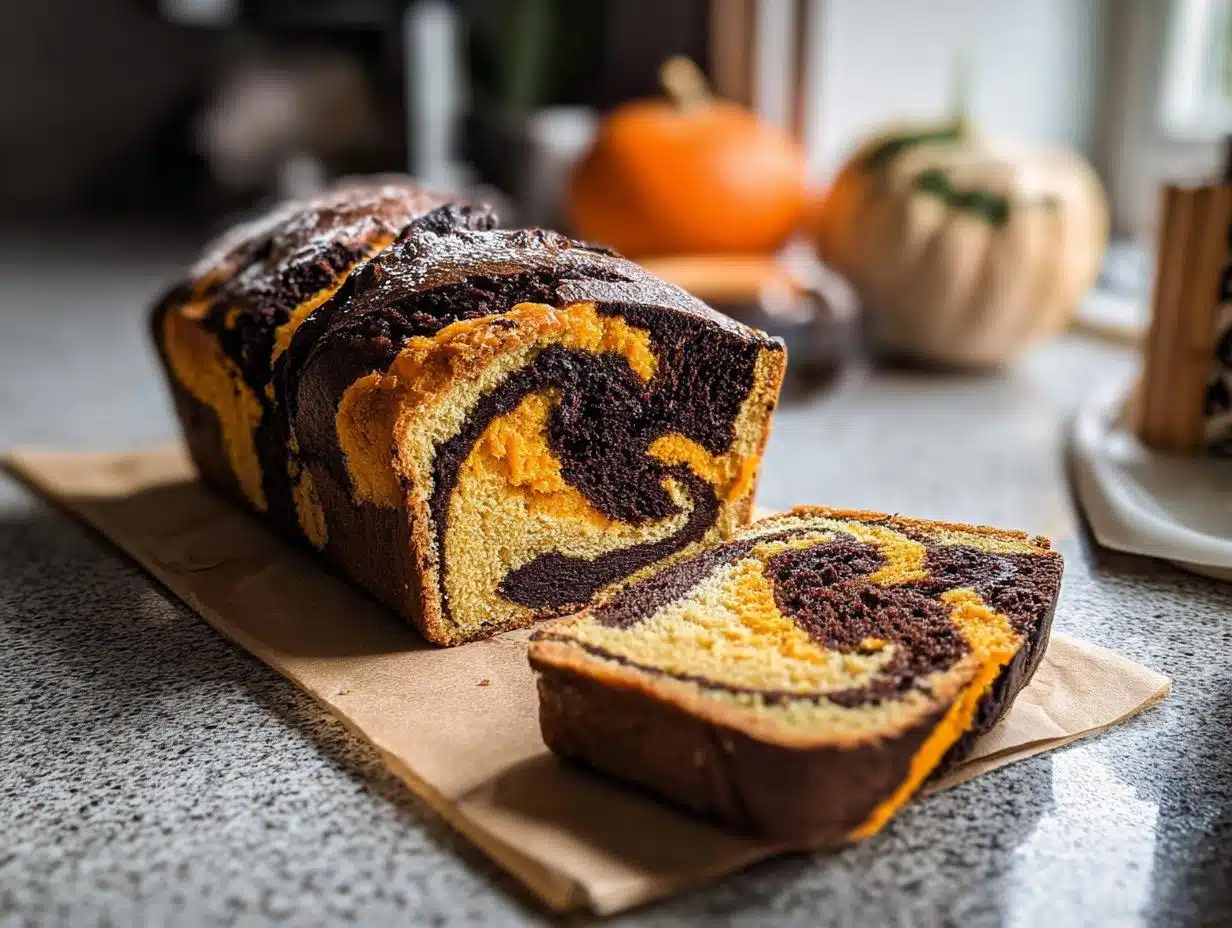 Orange Black Marble Bread: 1 Magical Swirl 1 Orange Black Marble Bread