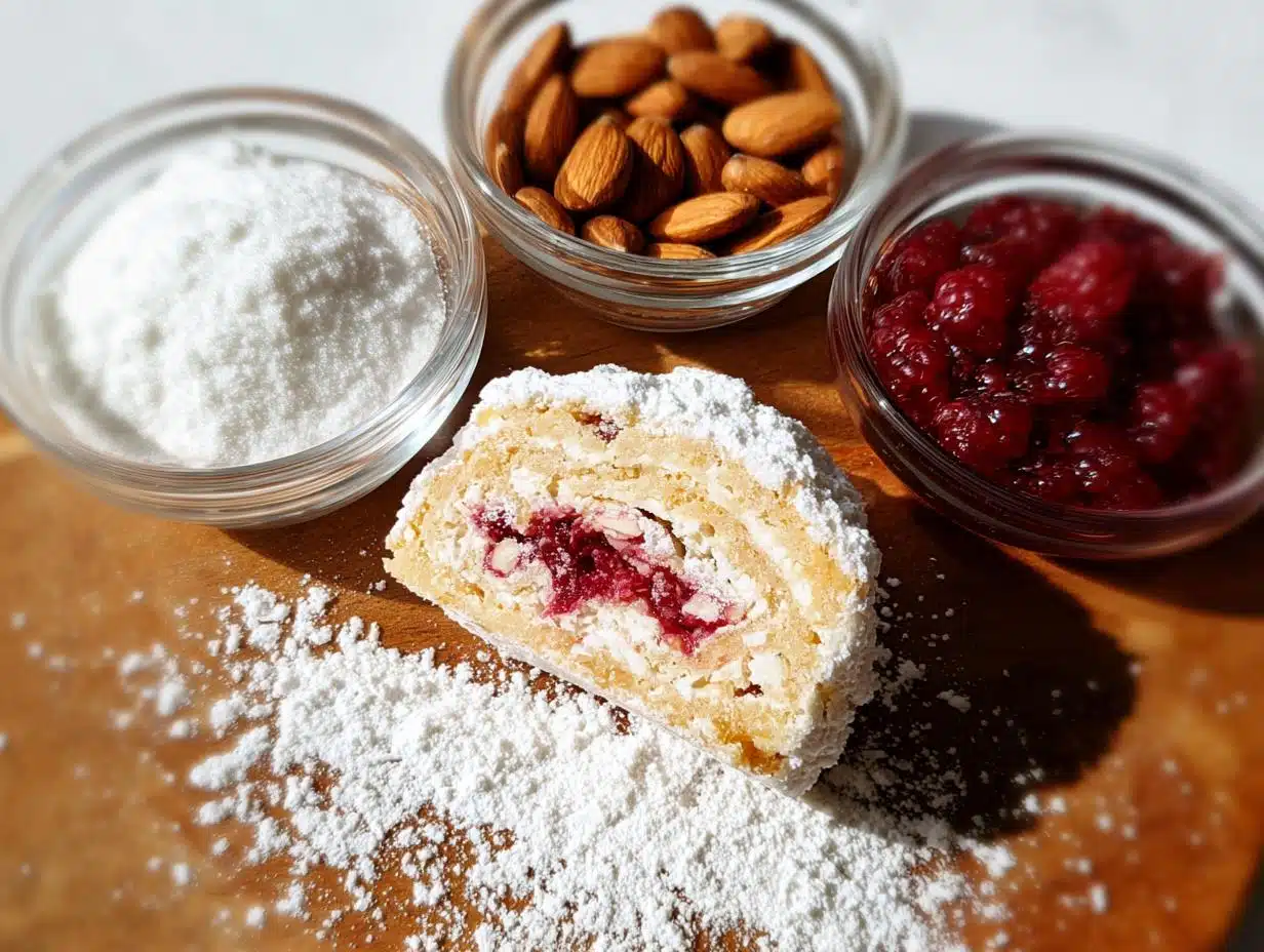 Amazing Raspberry Filled Almond Snow Cookies - Raspberry Filled Almond Snow - additional detail