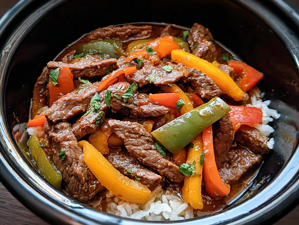 Slow Cooker Pepper Steak: 1 Amazing Recipe - Slow Cooker Pepper Steak - additional detail