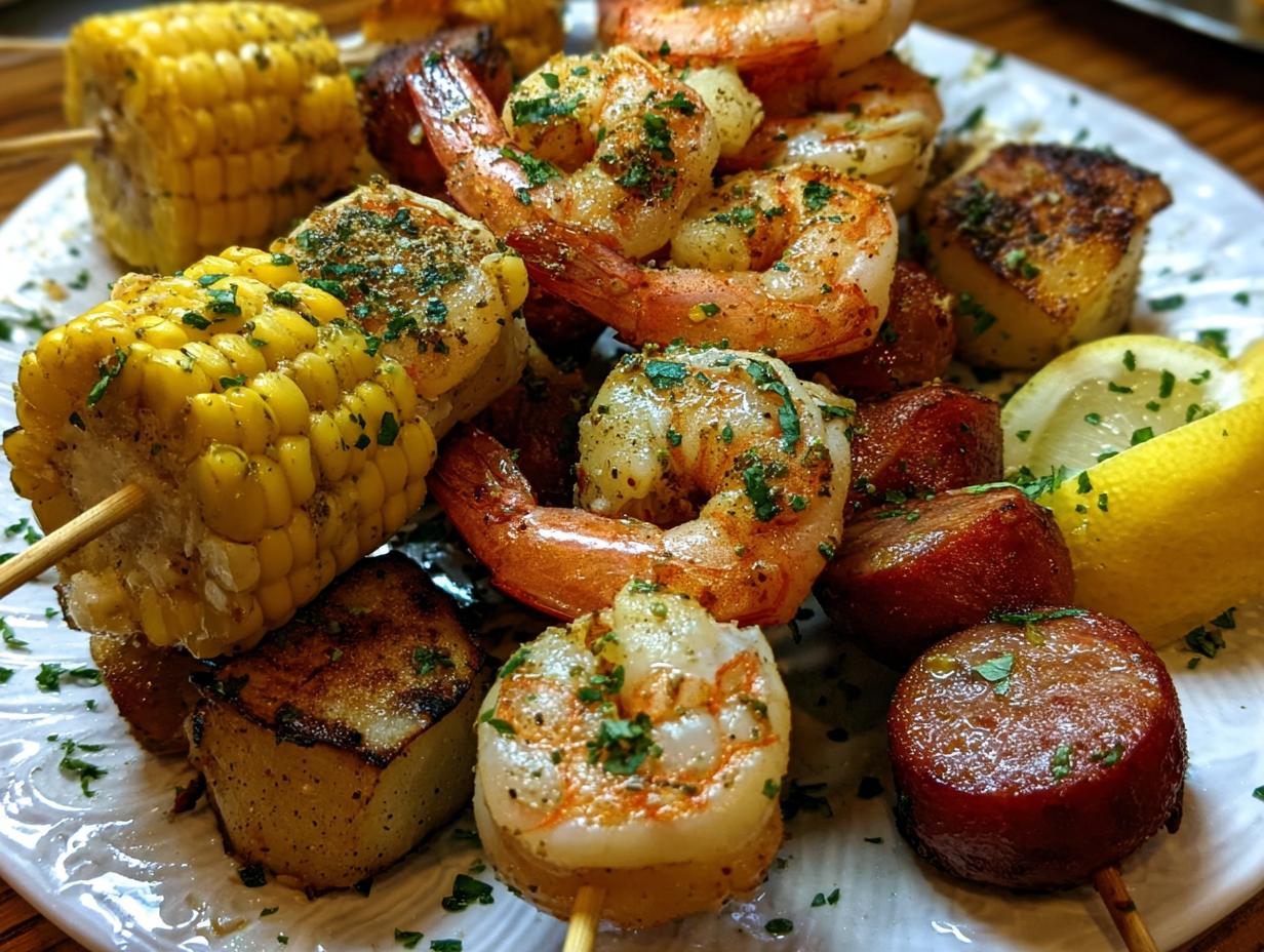 Slug Grilled Seafood Boil: 1 Amazing Recipe - Slug Grilled Seafood Boil - ingredients being seasoned