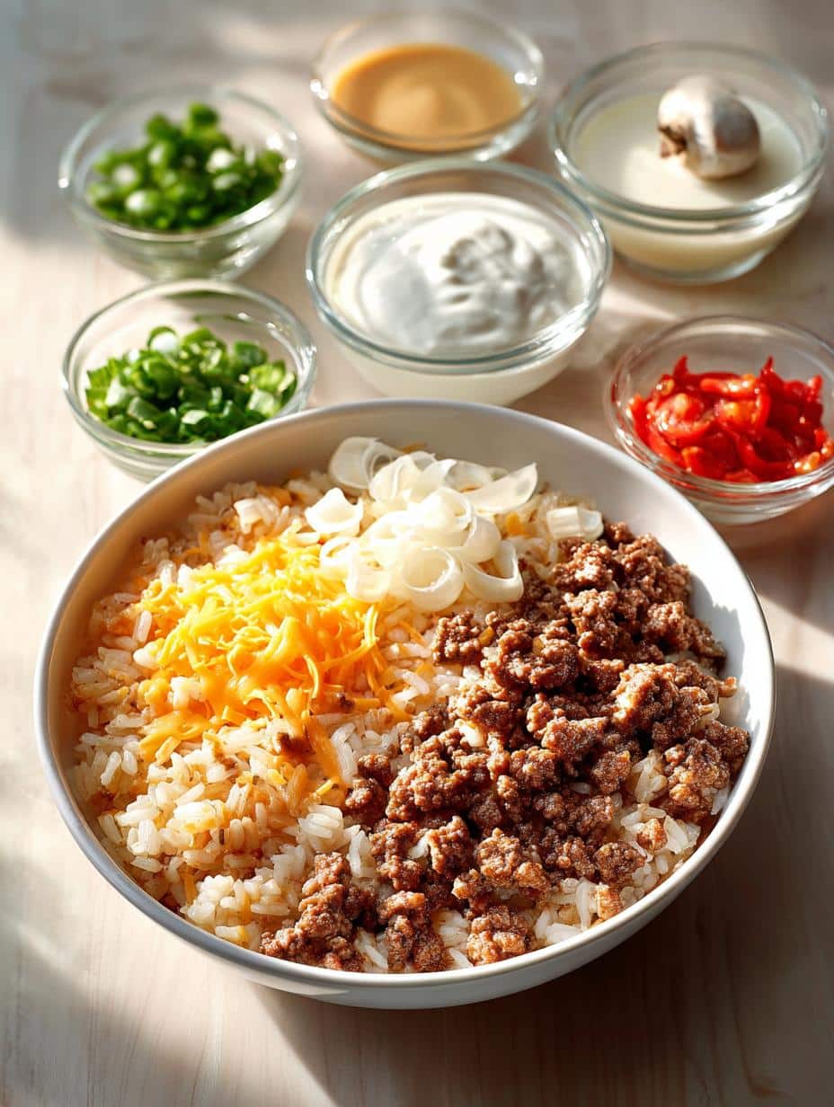 Cheesy Ground Beef Rice: 10 Comforting Layers of Flavor 2 Cheesy Ground Beef Rice: 10 Comforting Layers of Flavor - Cheesy Ground Beef Rice - main visual representation