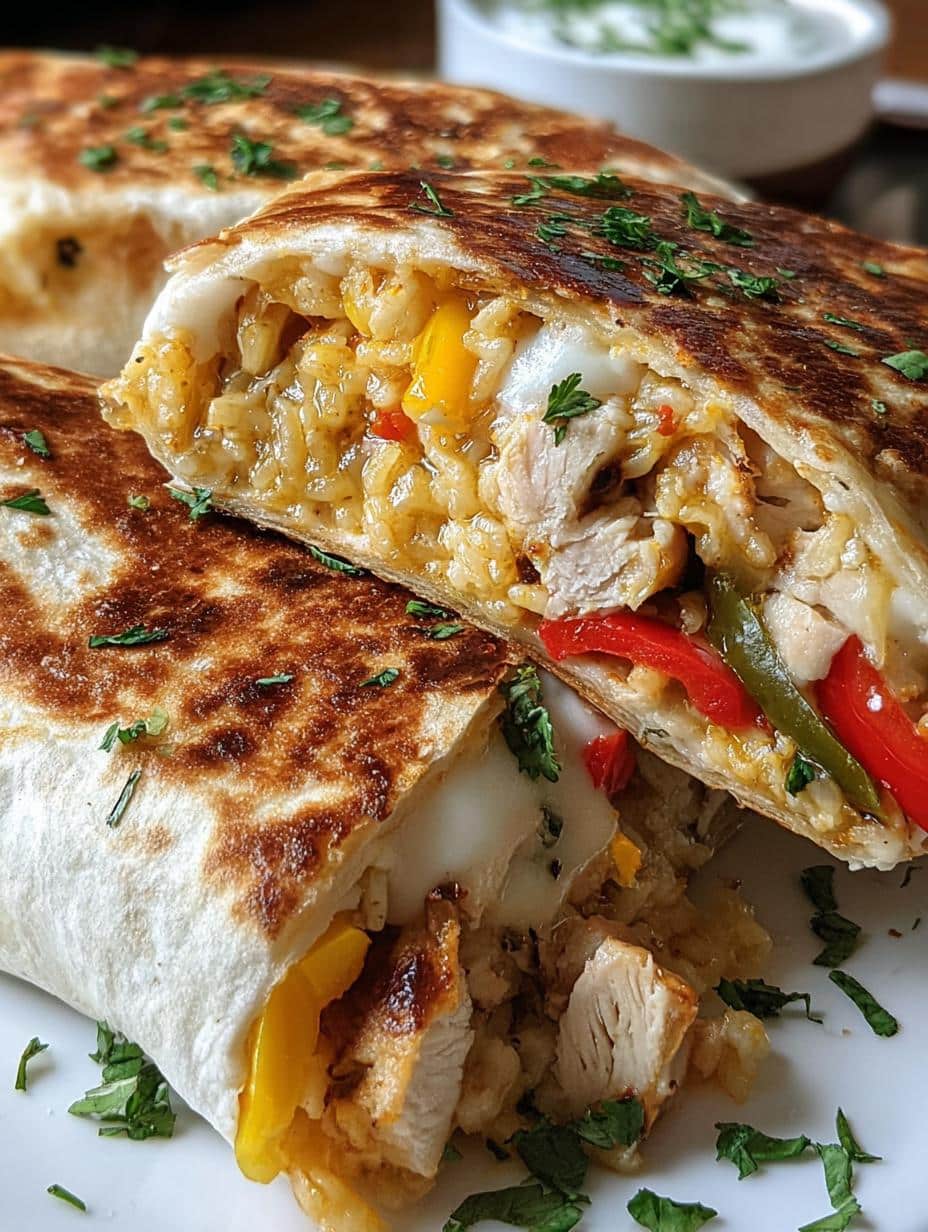 Chicken Bell Pepper Burritos - close-up of assembled burritos