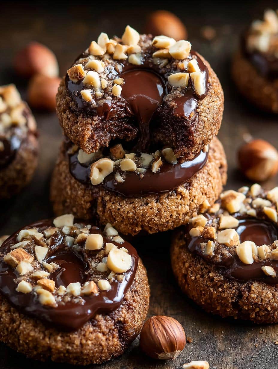 Amazing Chocolate Hazelnut Thumbprint Cookies - Chocolate Hazelnut Thumbprint Cookies - additional detail