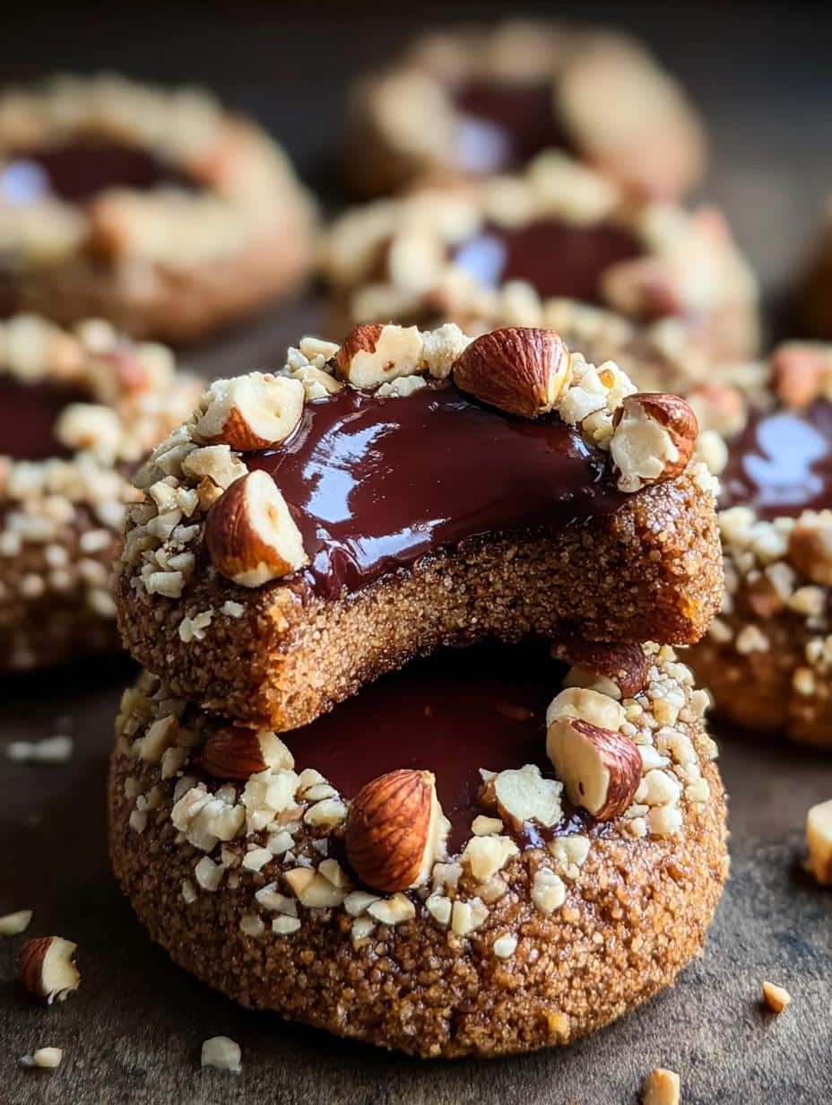 Amazing Chocolate Hazelnut Thumbprint Cookies - Chocolate Hazelnut Thumbprint Cookies - additional detail