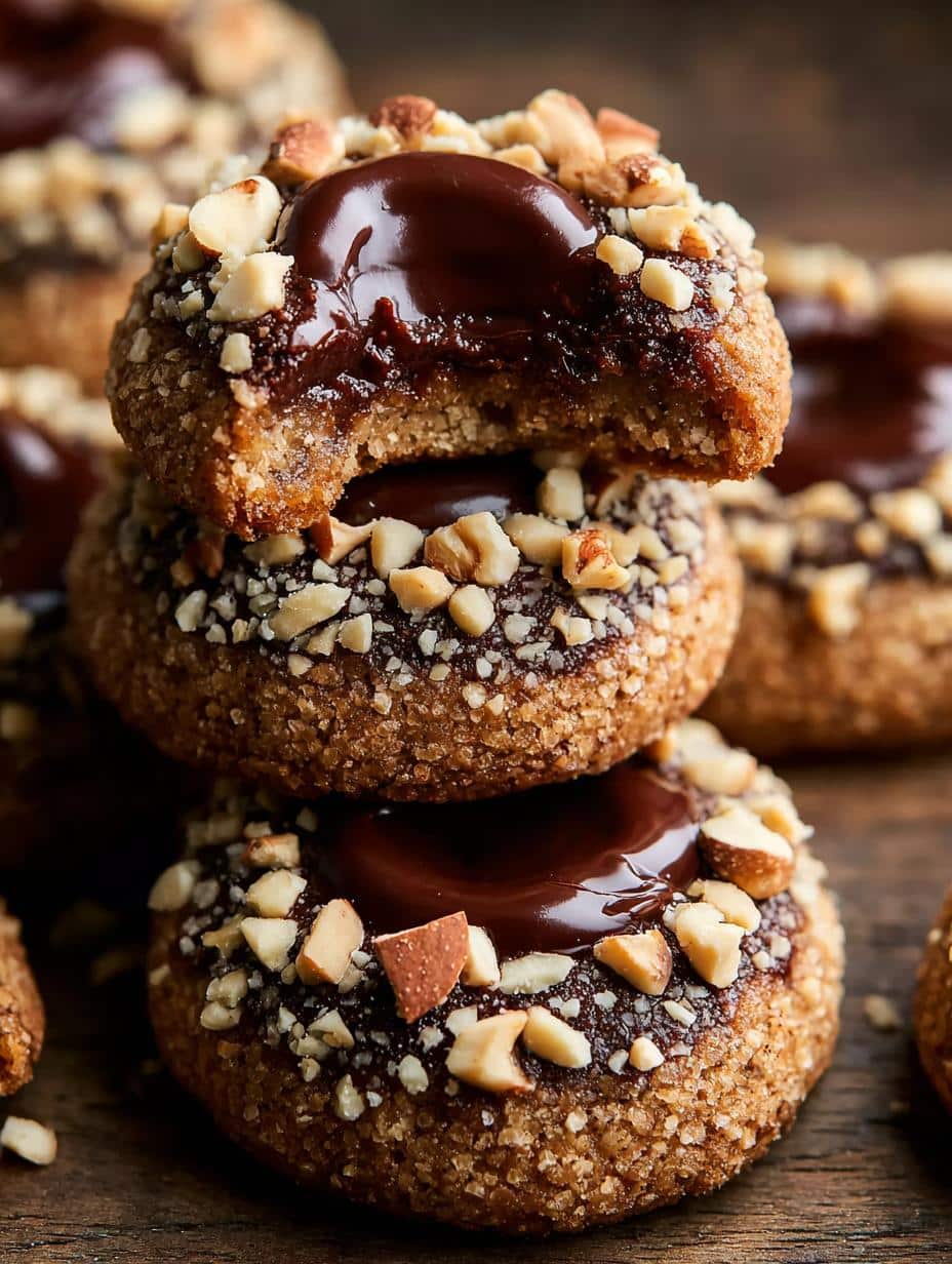 Chocolate Hazelnut Thumbprint Cookies
