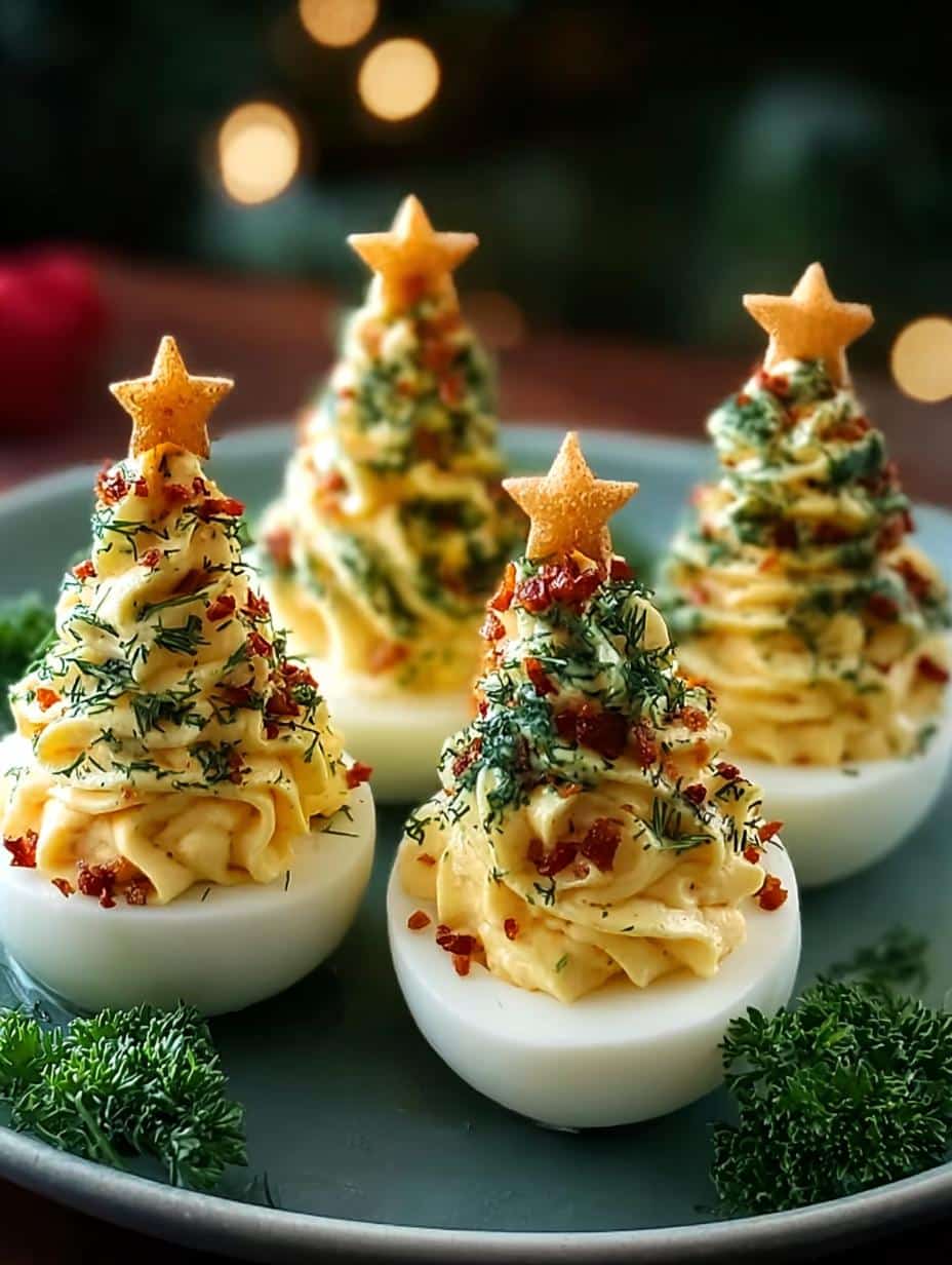 Deviled Egg Christmas Trees: 6 Festive Bites 3 Deviled Egg Christmas Trees: 6 Festive Bites - Deviled Egg Christmas Trees - additional detail