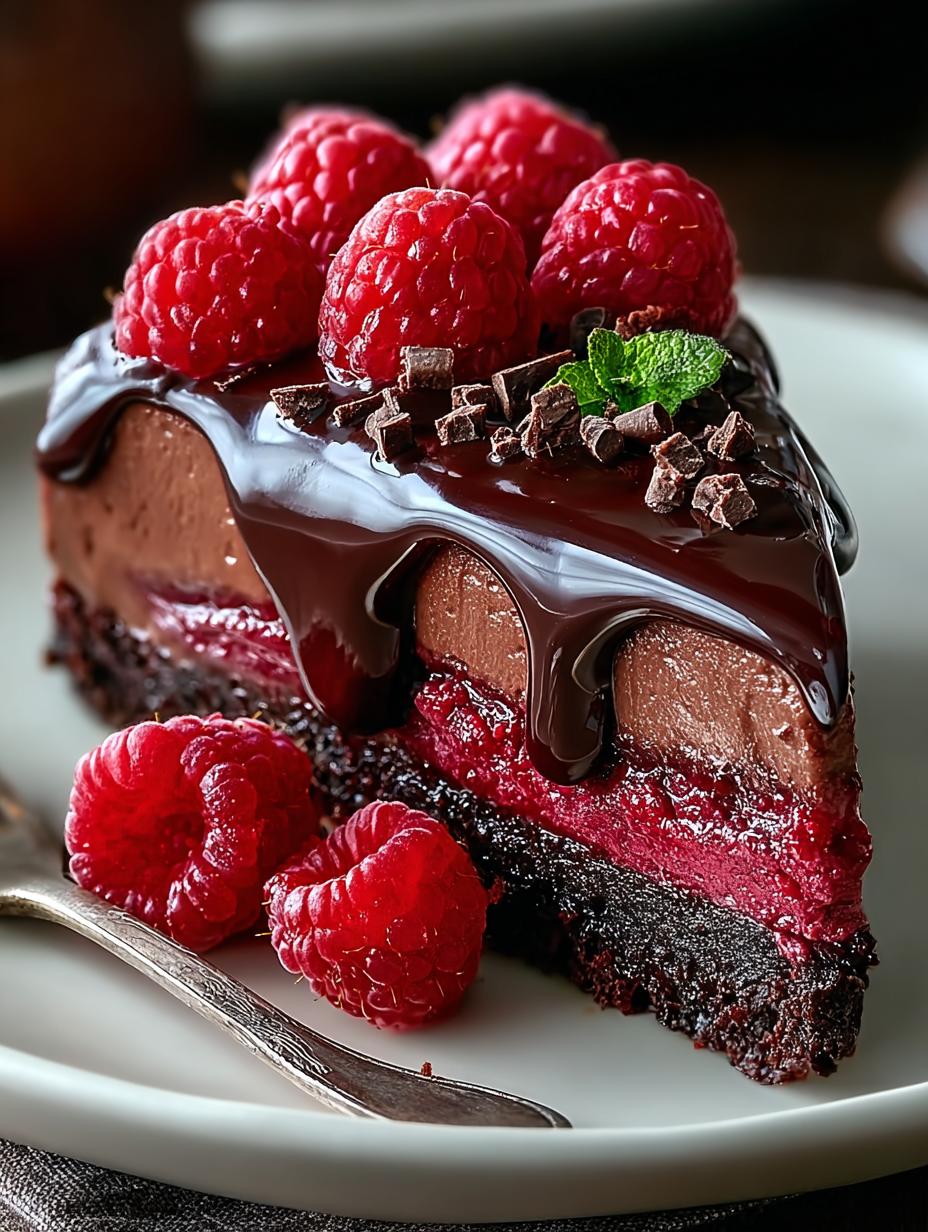 Irresistible Rich Dark Chocolate Raspberry Cheesecake - Irresistible Rich Dark Chocolate - main visual representation