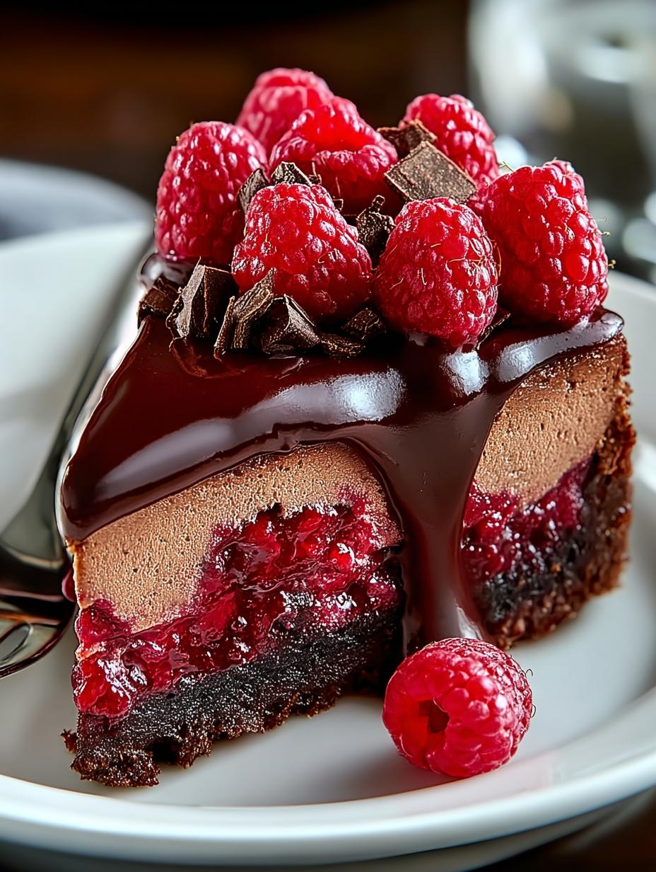 Irresistible Rich Dark Chocolate Raspberry Cheesecake - Irresistible Rich Dark Chocolate - additional detail