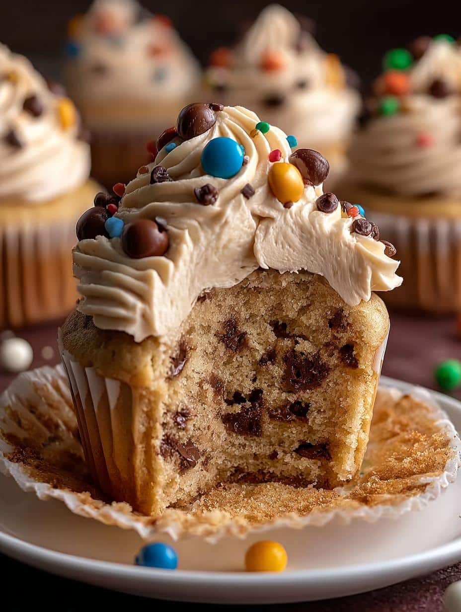 Monster Cookie Dough Cupcakes