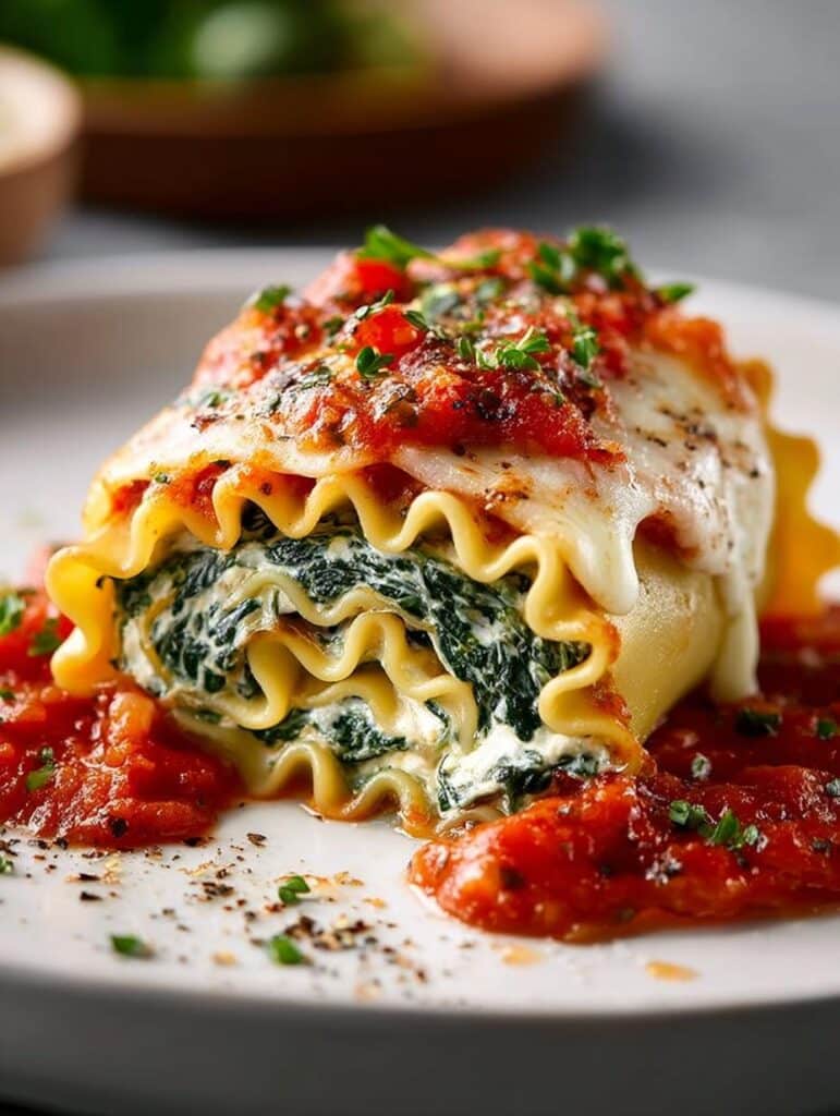 Spinach Lasagna Roll Ups