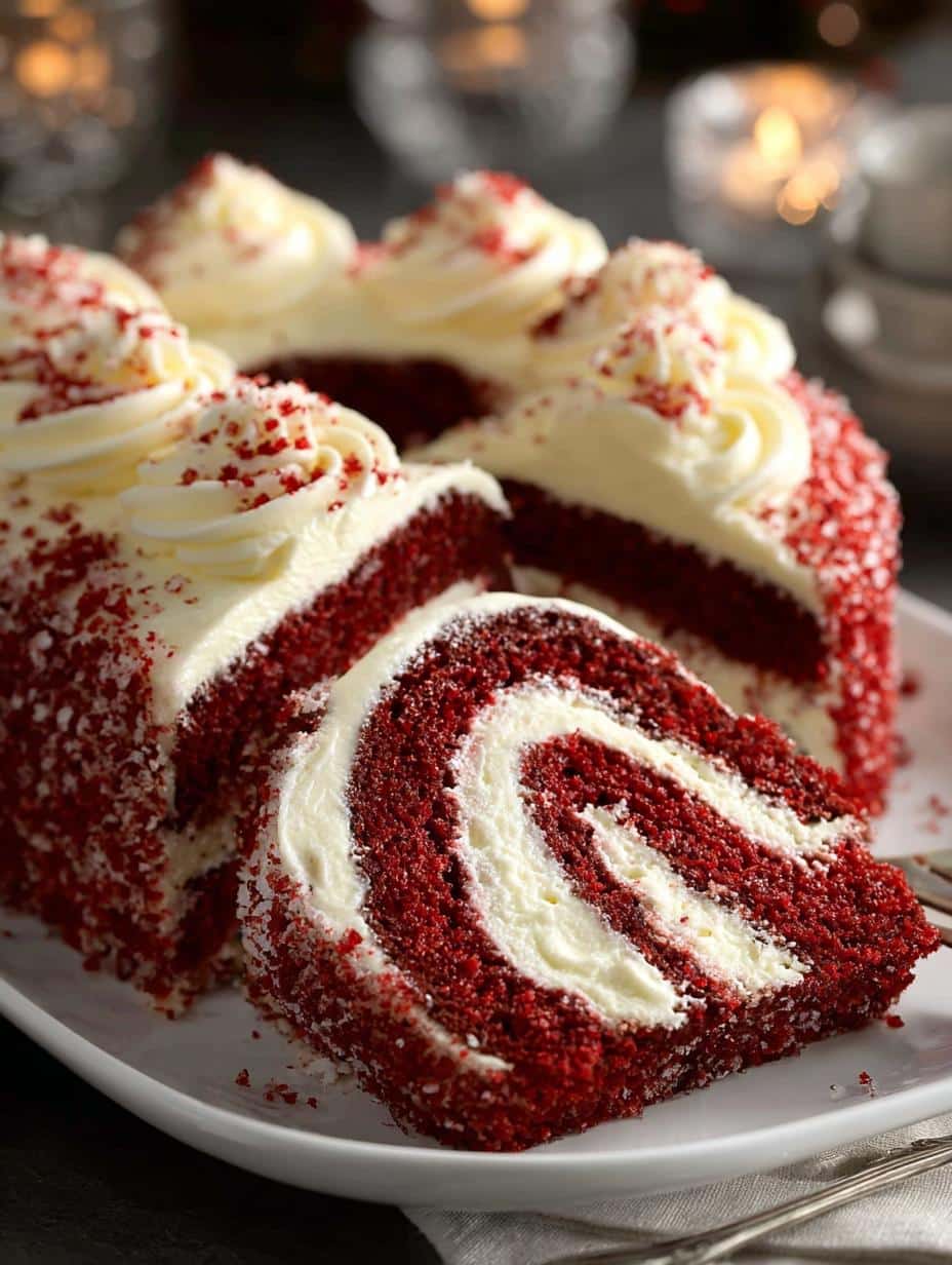 Delicious Christmas Red Velvet Cake Roll Recipe 3 Delicious Christmas Red Velvet Cake Roll Recipe - Christmas Red Velvet Cake - additional detail