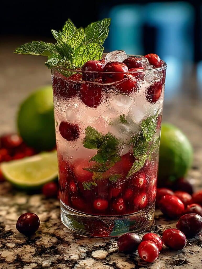 Festive Christmas Cranberry Mojito