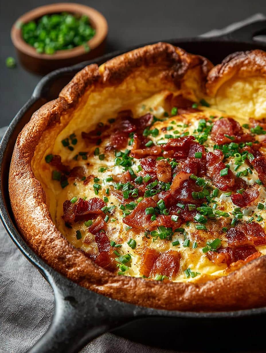 Irresistible Cheddar Bacon Dutch Baby for Brunch - Cheddar Bacon Dutch Baby - main visual representation