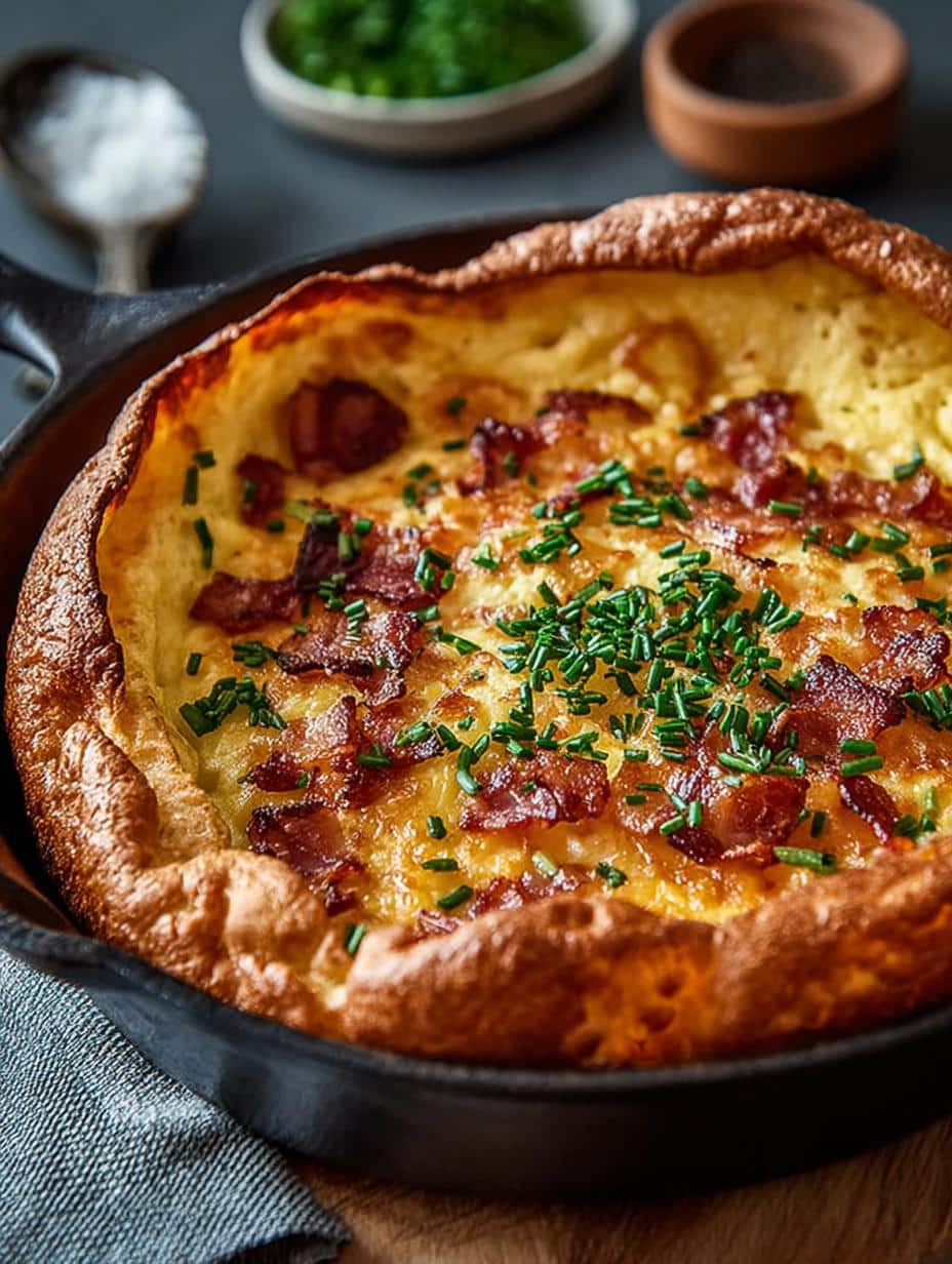 Irresistible Cheddar Bacon Dutch Baby for Brunch - Cheddar Bacon Dutch Baby - additional detail
