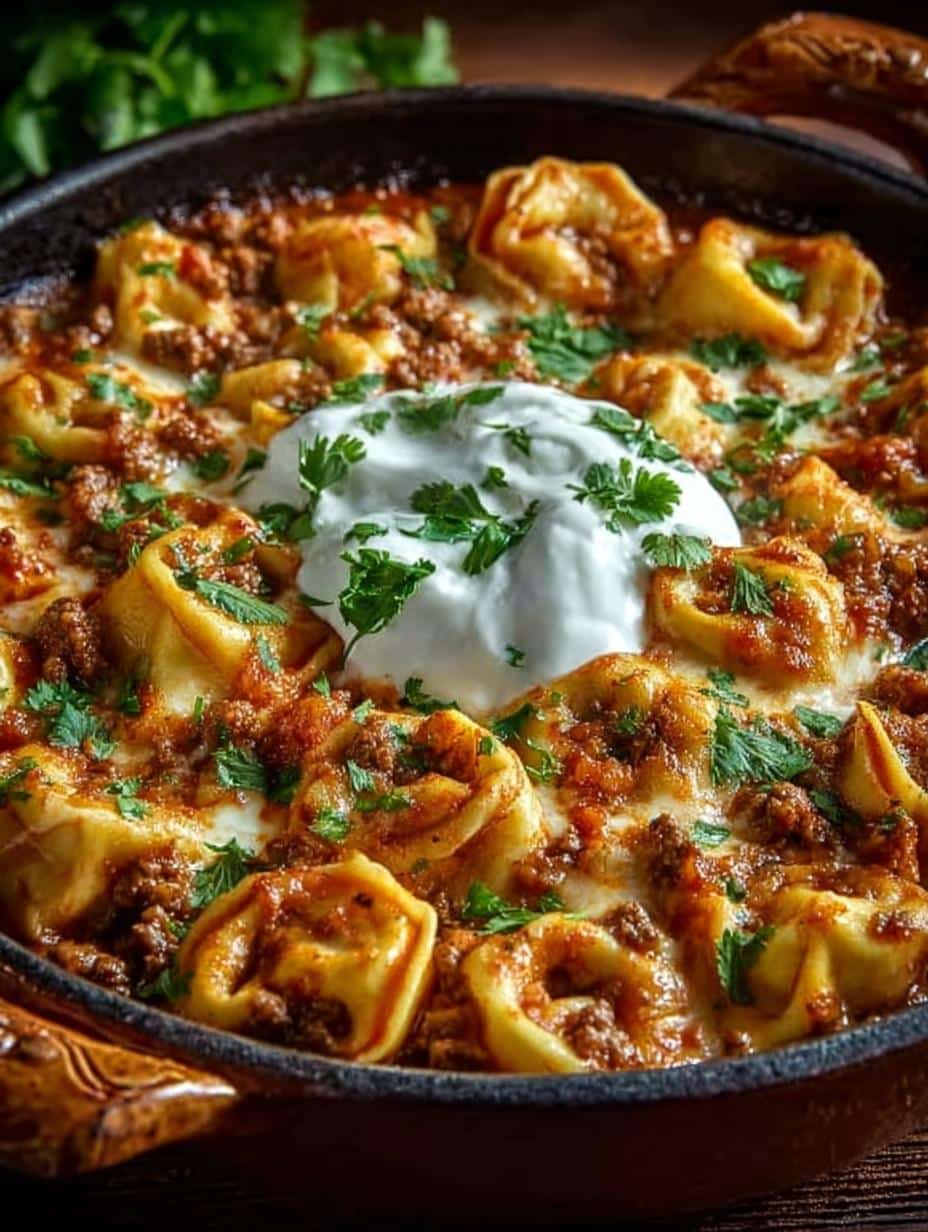 Cheesy Beef Enchilada Tortellini