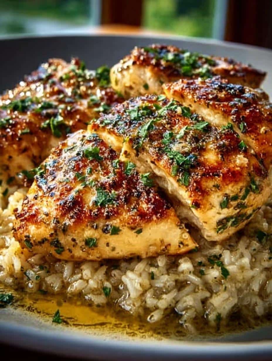 Delicious Chicken with Garlic Parmesan served with fresh parsley