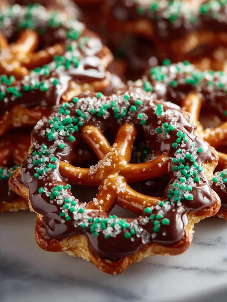 Chocolate Pretzel Wreaths