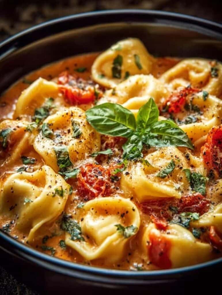 Crockpot Creamy Tomato Tortellini