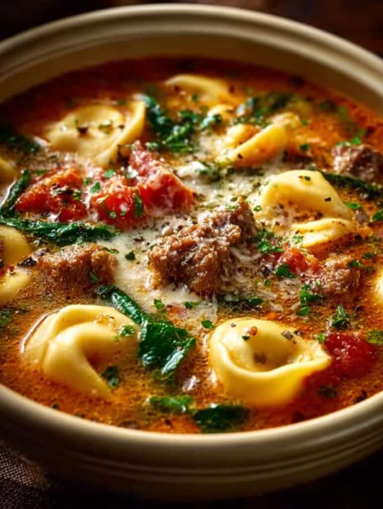 Crockpot Sausage Tortellini Soup