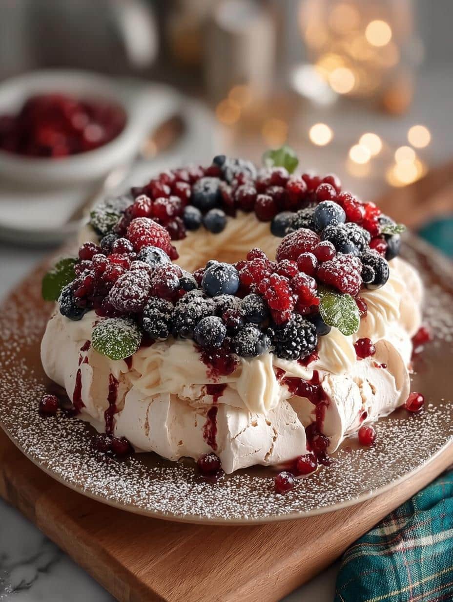 Delightful Festive Christmas Pavlova Wreath Recipe - Festive Christmas Pavlova Wreath - main visual representation