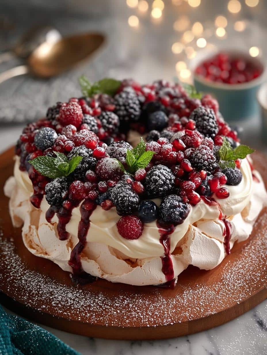 Festive Christmas Pavlova Wreath