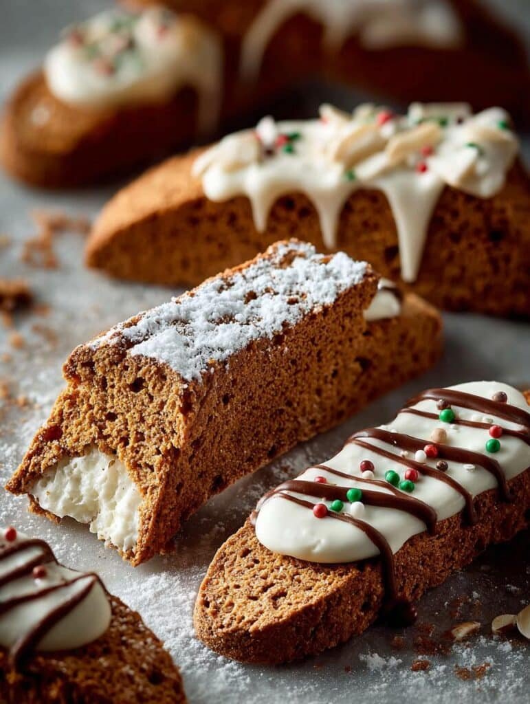 Gingerbread Biscotti with White
