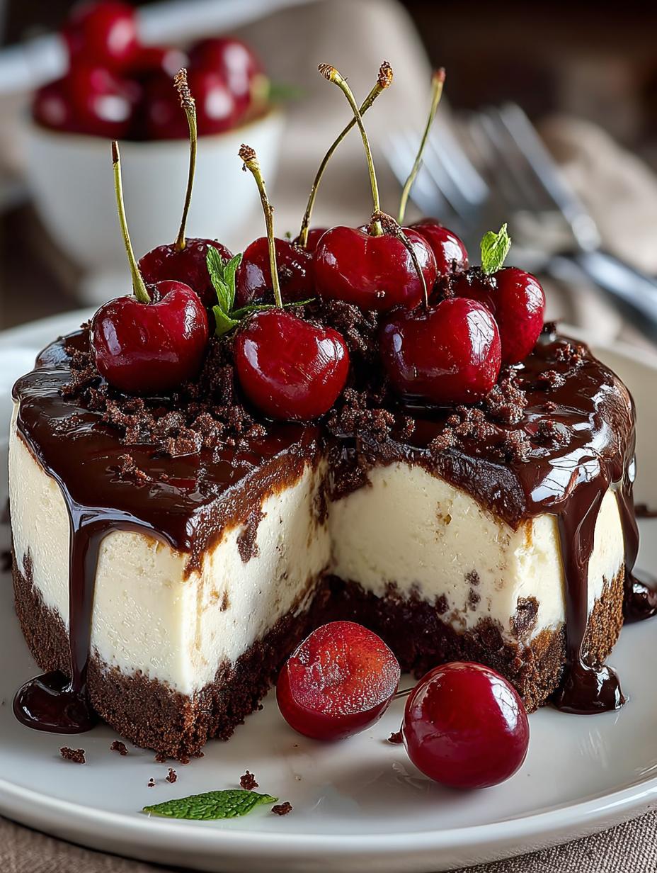 Indulge Chocolate Cherry Cheesecake: 12 Rich Slices - Indulge Chocolate Cherry Cheesecake - additional detail