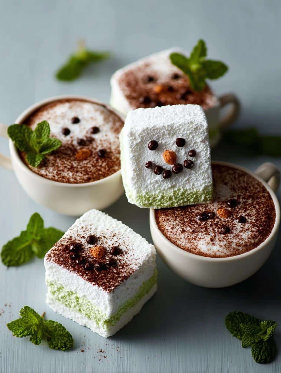 Mint Snowman Marshmallows: 7 Festive Holiday Treats - Mint Snowman Marshmallows - additional detail