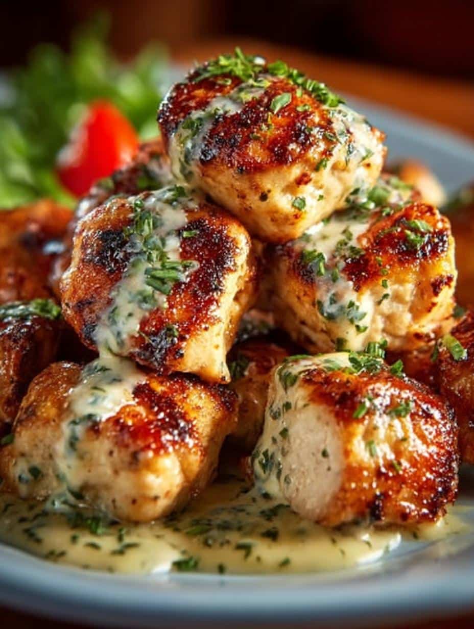 Tender Grilled Chicken Bites with Creamy Garlic Sauce 1 Tender Grilled Chicken Bites