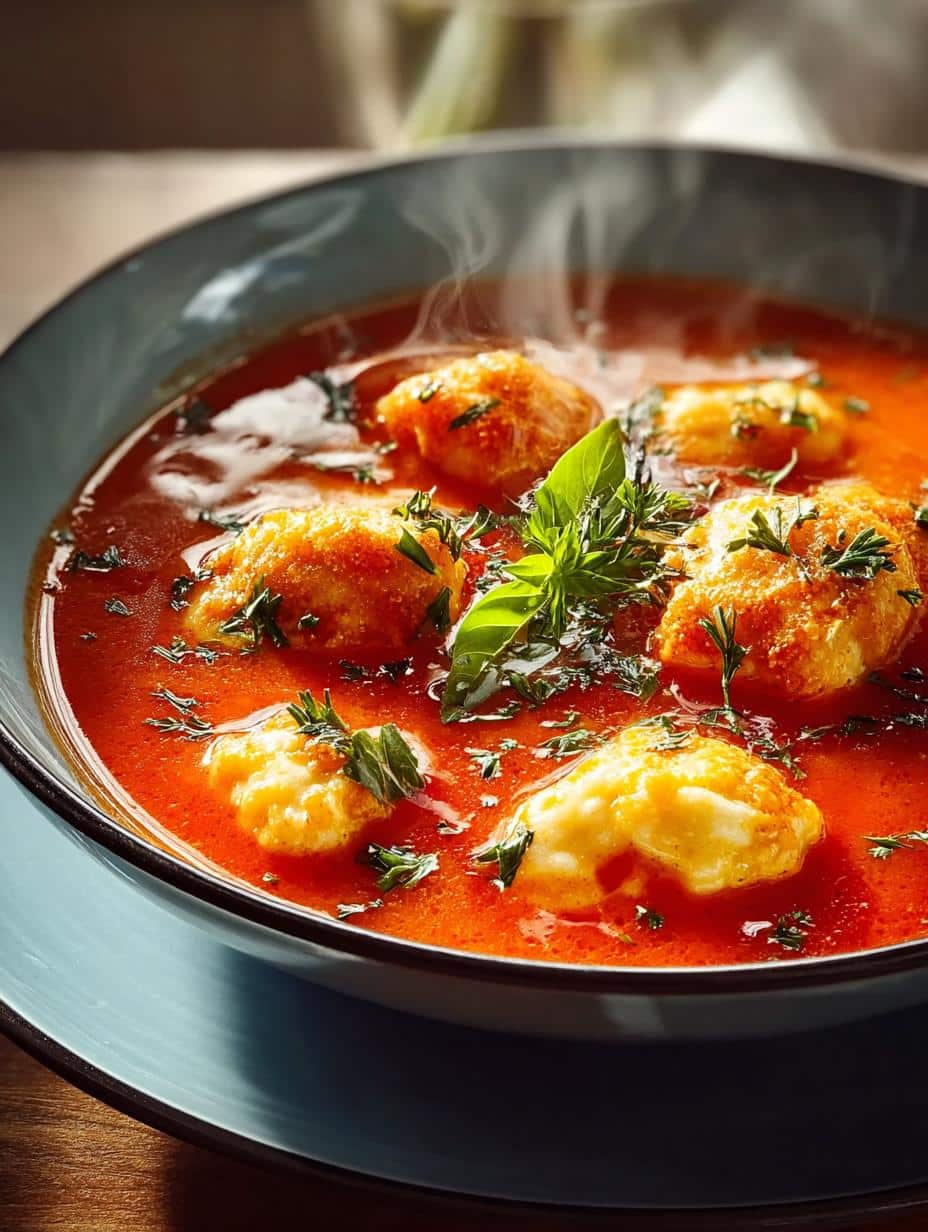 Tomato Soup with Cheesy Dumplings: A Comforting Delight - Tomato Soup with Cheesy - main visual representation