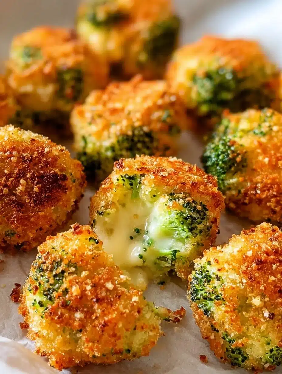 Air Fryer Broccoli Cheddar Poppers on a plate, golden and crispy.