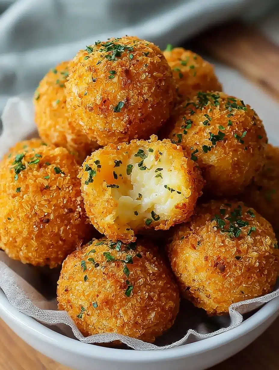 Air Fryer Cheesy Mashed Potato Balls served on a plate