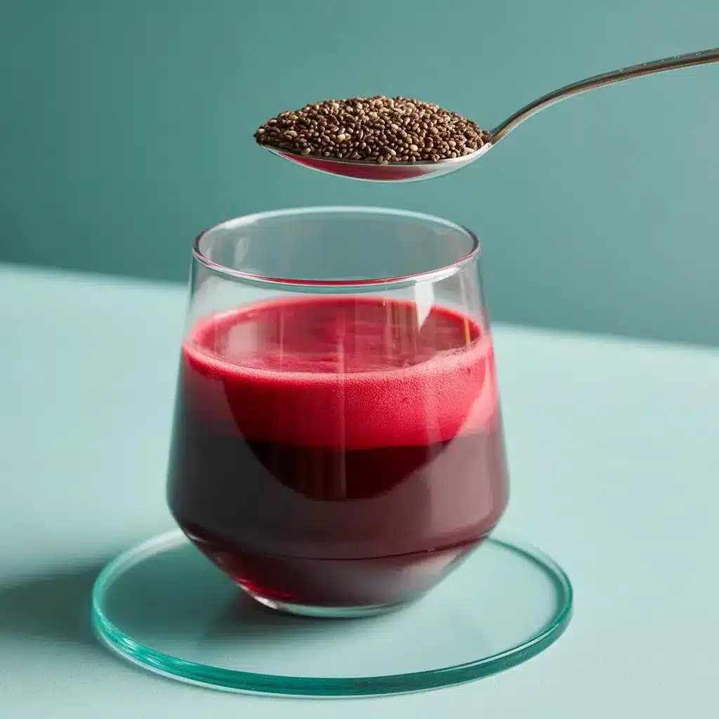 Beetroot Chia Detox Drink in a glass with chia seeds and fresh beetroot