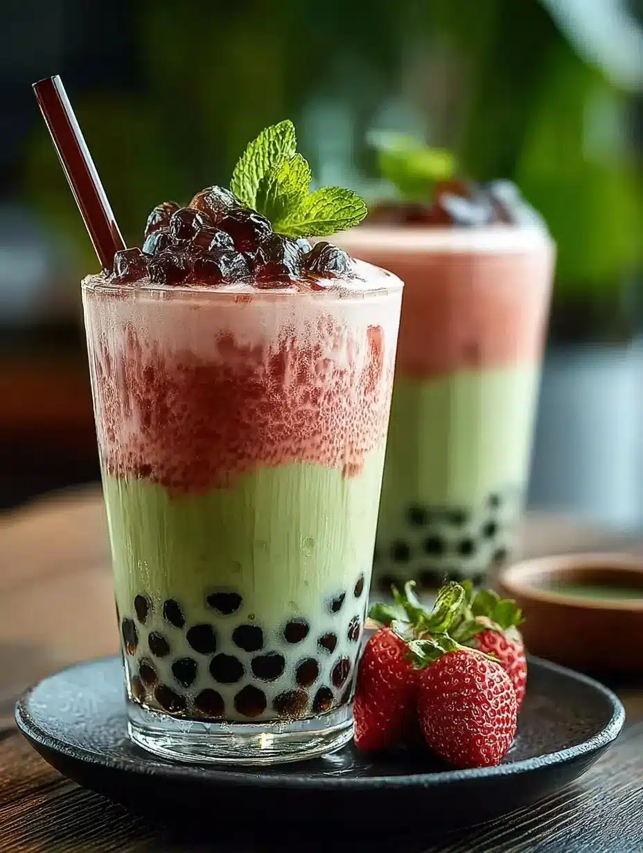 A variety of healthy boba tea options with fresh ingredients and vibrant colors