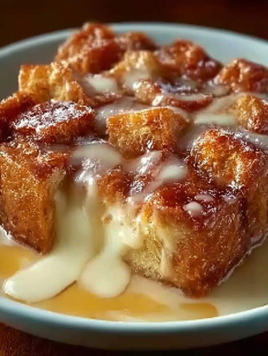 Delicious Bread Pudding with Vanilla served warm with vanilla sauce