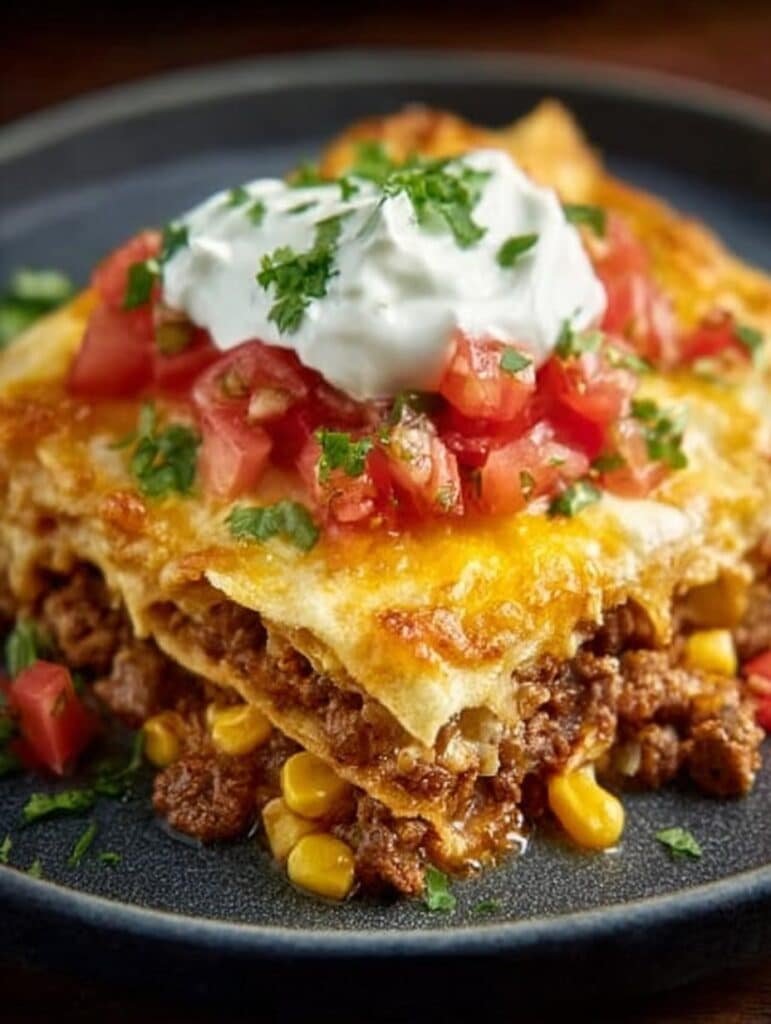 Cheesy Walking Taco Casserole