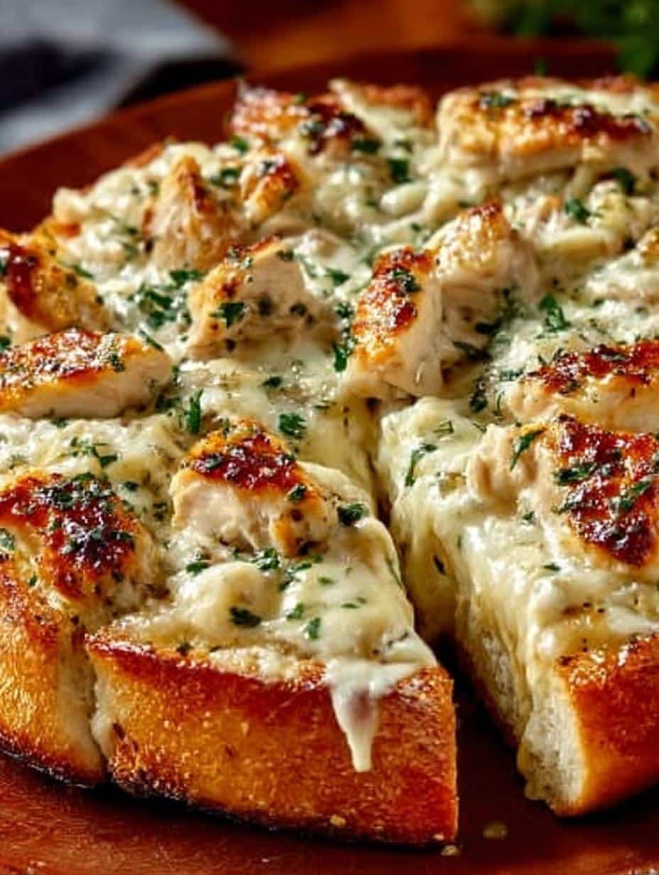 Chicken Alfredo Garlic Bread