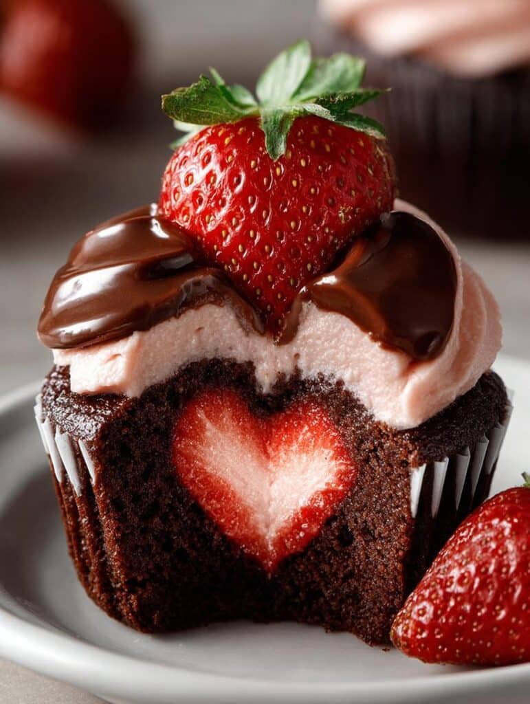 Chocolate Covered Strawberry Cupcakes