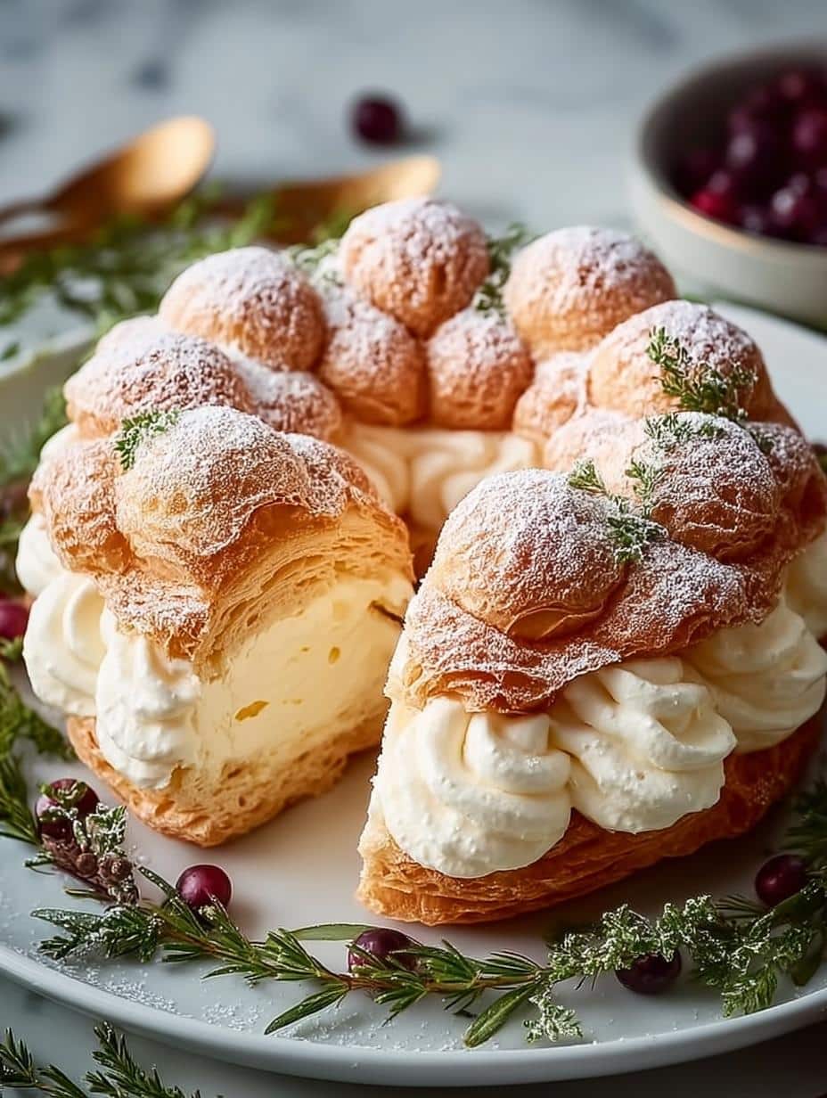 Delight in a Festive Cream Puff Wreath for Holidays 3 Delight in a Festive Cream Puff Wreath for Holidays - Cream Puff Wreath - additional detail