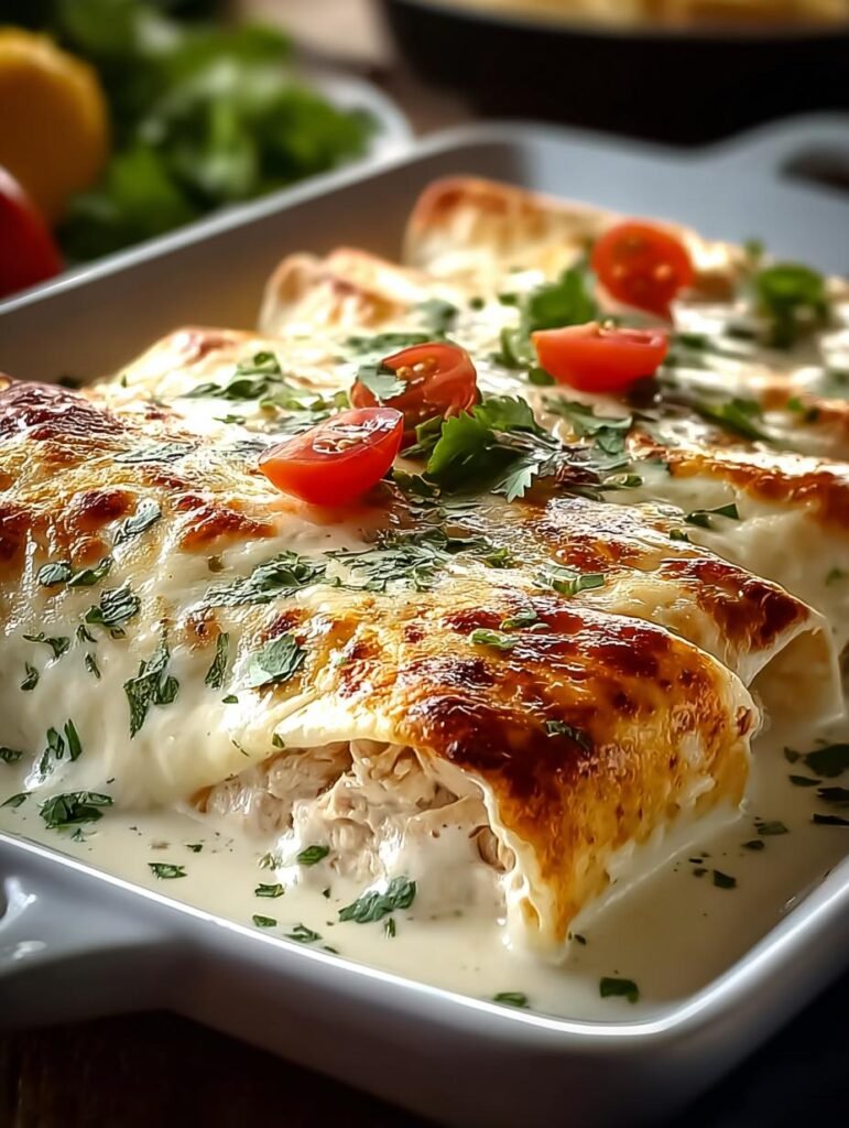 Creamy White Chicken Enchiladas