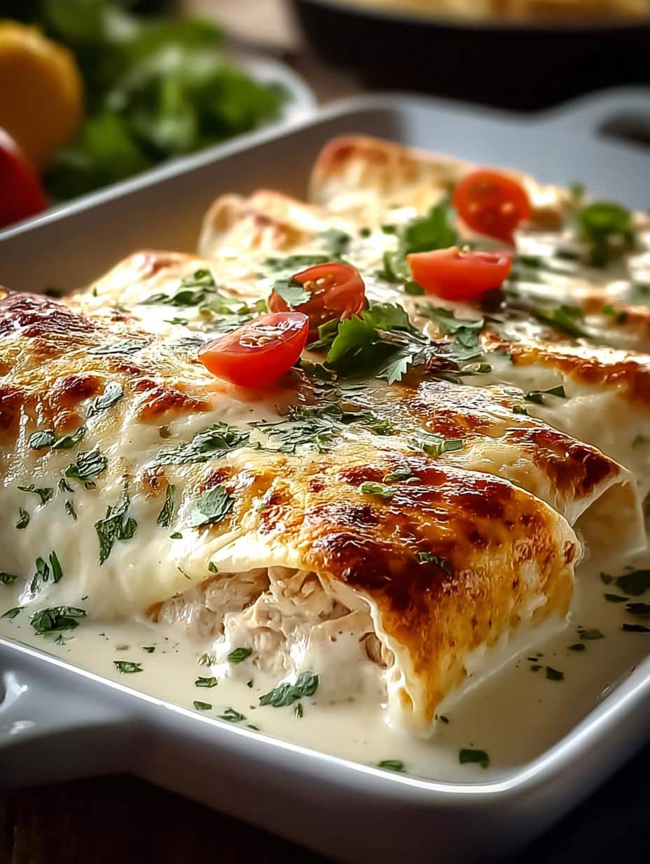 Creamy White Chicken Enchiladas