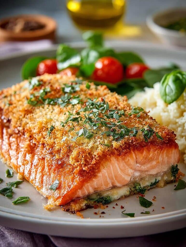 Crispy Parmesan Salmon Bake