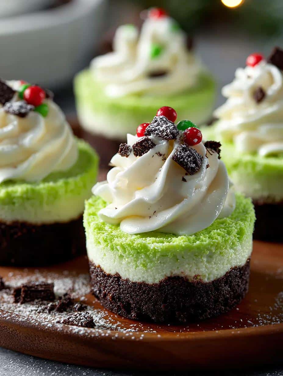 Festive Grinch Mini Cheesecakes: 12 Joyful Holiday Bites - Festive Grinch Mini Cheesecakes - main visual representation