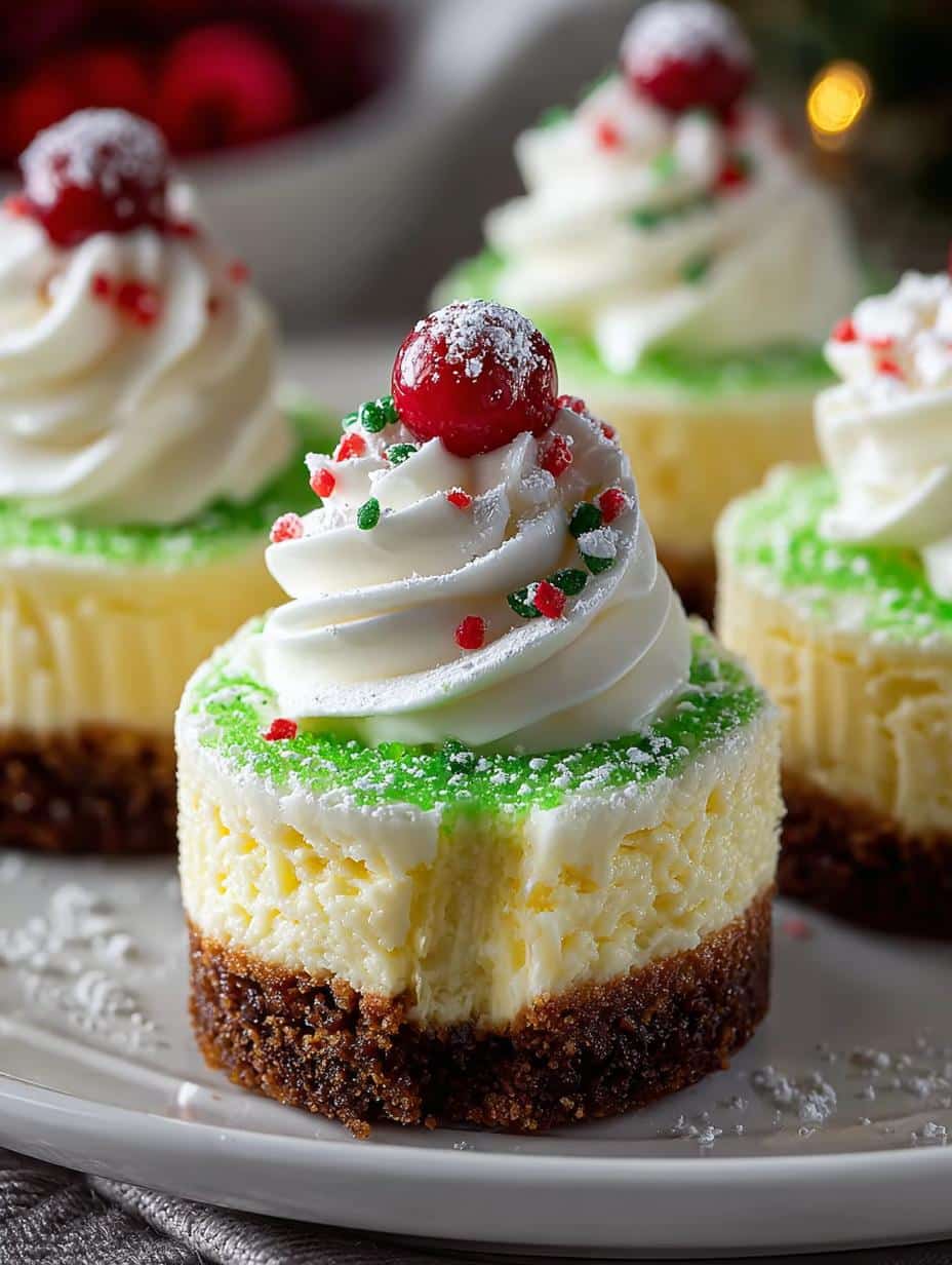 Festive Grinch Mini Cheesecakes: 12 Joyful Holiday Bites - Festive Grinch Mini Cheesecakes - additional detail