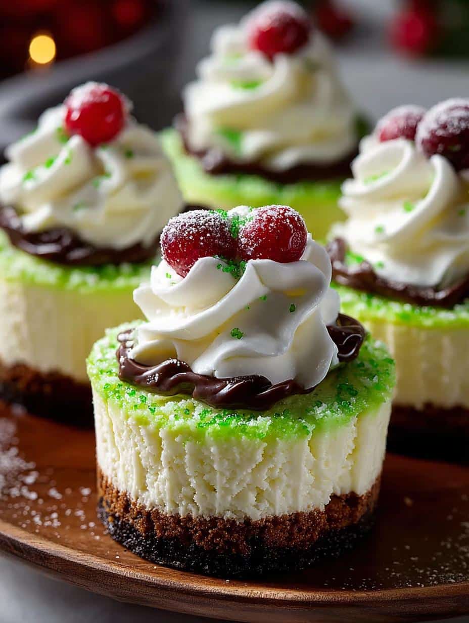 Festive Grinch Mini Cheesecakes