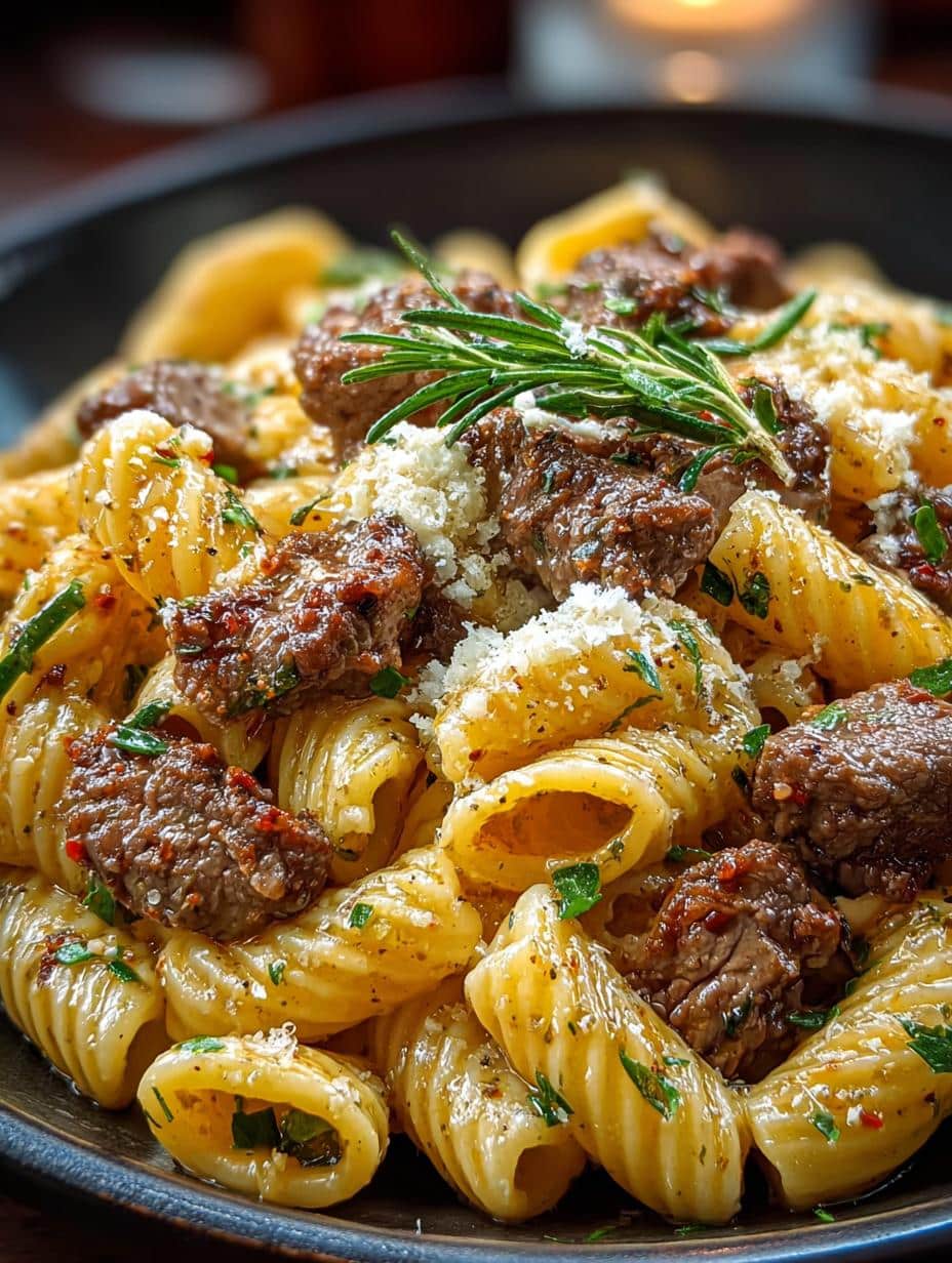 Delicious Garlic Butter Beef Pasta in 30 Minutes - Garlic Butter Beef Pasta - main visual representation